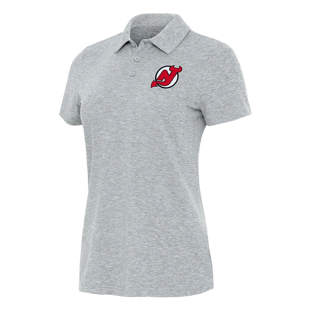 Women's Antigua Heather Gray New Jersey Devils Matter Polo