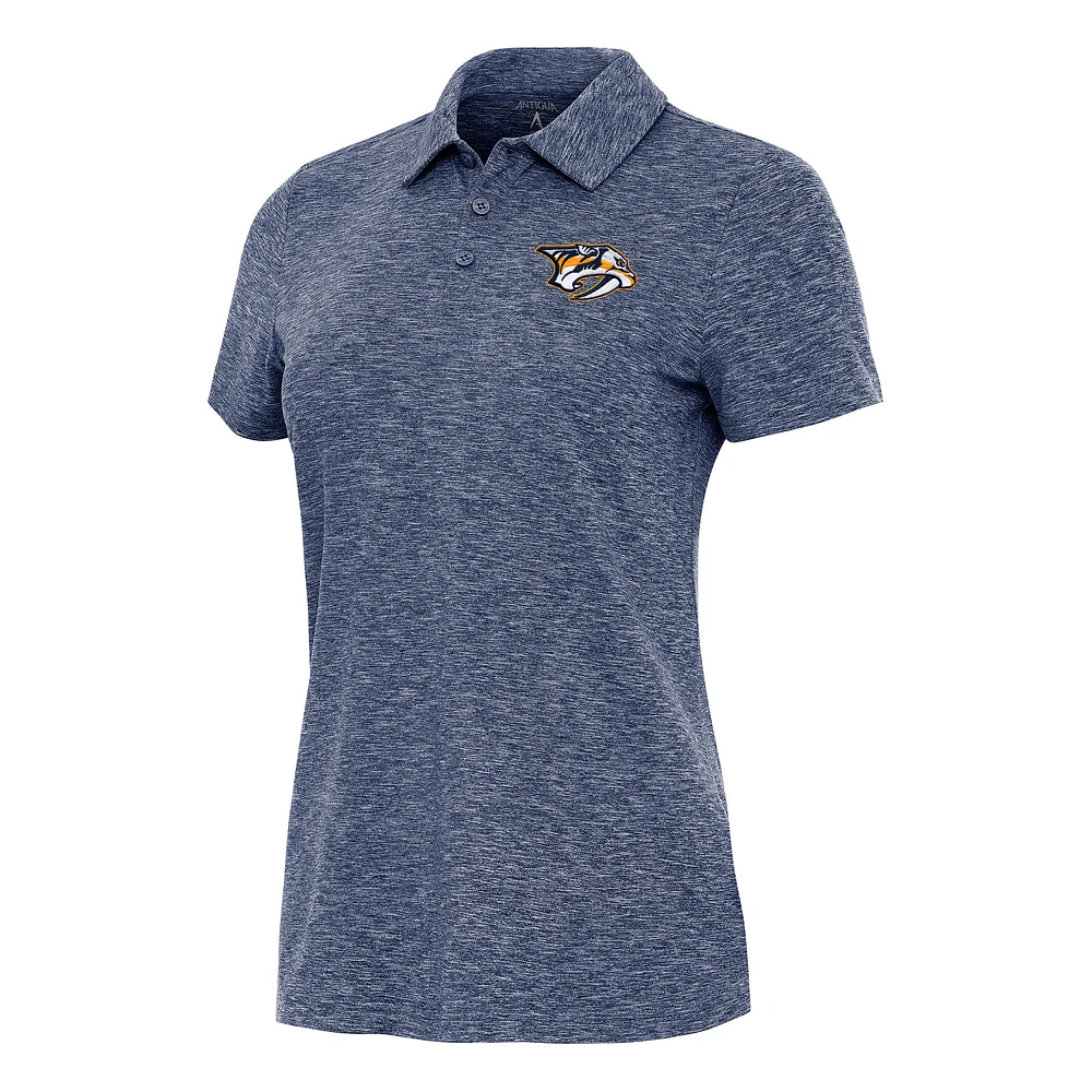 Women's Antigua Heather Navy Nashville Predators Matter Polo