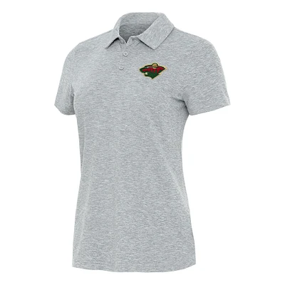 Women's Antigua Heather Gray Minnesota Wild Matter Polo