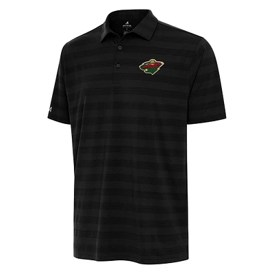 Men's Antigua Black Minnesota Wild Tunnel Polo