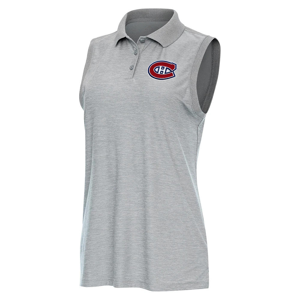 Women's Antigua Heather Montreal Canadiens Recap Sleeveless Polo
