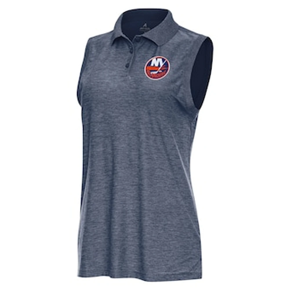 Women's Antigua Heather Navy New York Islanders Recap Sleeveless Polo