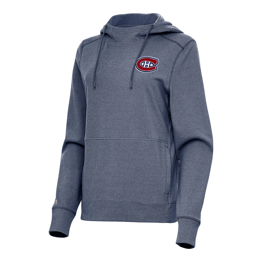 Women's Antigua Heather Navy Montreal Canadiens Justice Pullover Hoodie