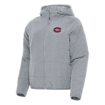 Women's Antigua Gray Montreal Canadiens Universe Full-Zip Puffer Jacket