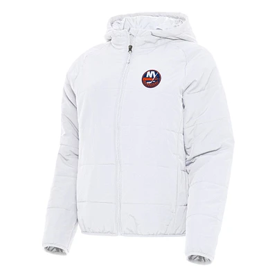 Women's Antigua White New York Islanders Universe Full-Zip Puffer Jacket