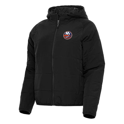 Women's Antigua Black New York Islanders Universe Full-Zip Puffer Jacket