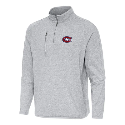 Men's Antigua Heather Gray Montreal Canadiens Certain Quarter-Zip Tri-Blend Sweatshirt