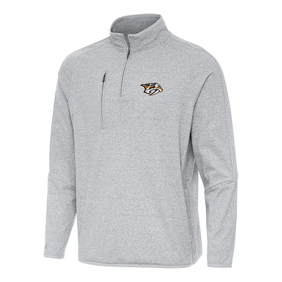 Men's Antigua Heather Gray Nashville Predators Certain Quarter-Zip Tri-Blend Sweatshirt