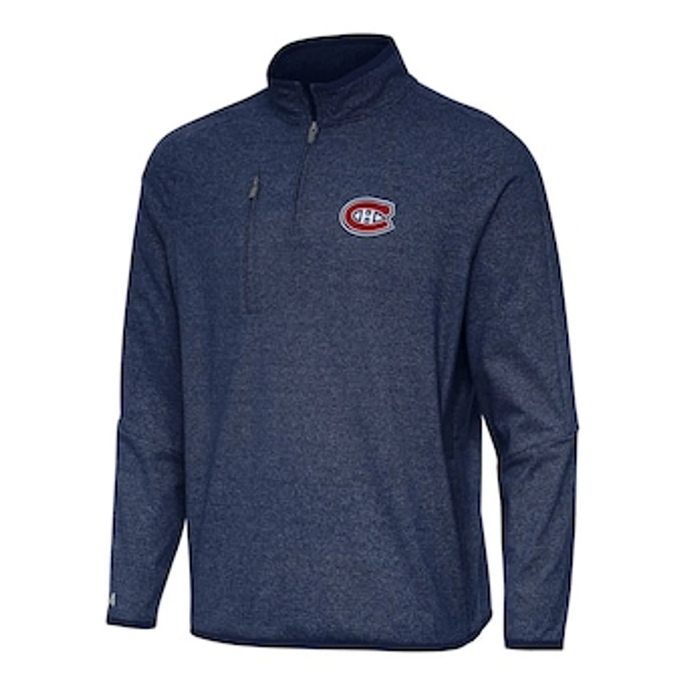 Men's Antigua Heather Navy Montreal Canadiens Certain Quarter-Zip Tri-Blend Sweatshirt