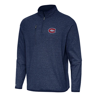 Men's Antigua Heather Navy Montreal Canadiens Certain Quarter-Zip Tri-Blend Sweatshirt