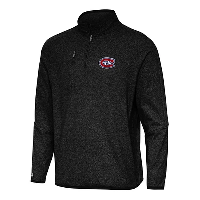Men's Antigua Heather Black Montreal Canadiens Certain Quarter-Zip Tri-Blend Sweatshirt