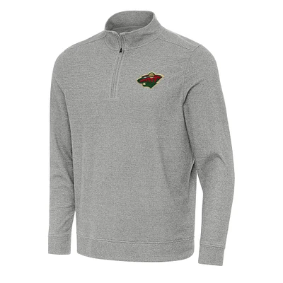Men's Antigua Heather Gray Minnesota Wild Subtle Quarter-Zip Sweatshirt