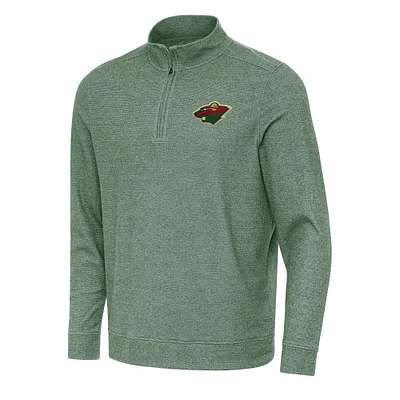 Men's Antigua Hunter Green Minnesota Wild Subtle Quarter-Zip Sweatshirt