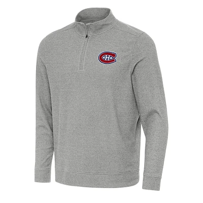 Men's Antigua Heather Gray Montreal Canadiens Subtle Quarter-Zip Sweatshirt