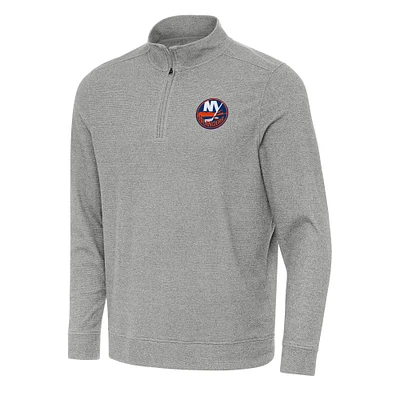 Men's Antigua Heather New York Islanders Subtle Quarter-Zip Sweatshirt