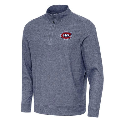 Men's Antigua Heather Navy Montreal Canadiens Subtle Quarter-Zip Sweatshirt