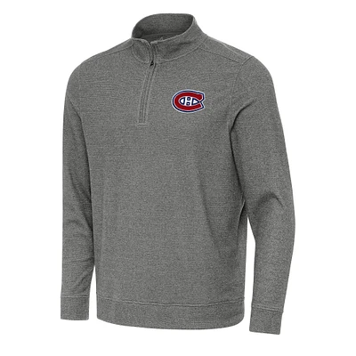 Men's Antigua Heather Black Montreal Canadiens Subtle Quarter-Zip Sweatshirt
