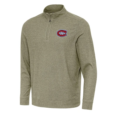 Men's Antigua Olive Montreal Canadiens Subtle Quarter-Zip Sweatshirt