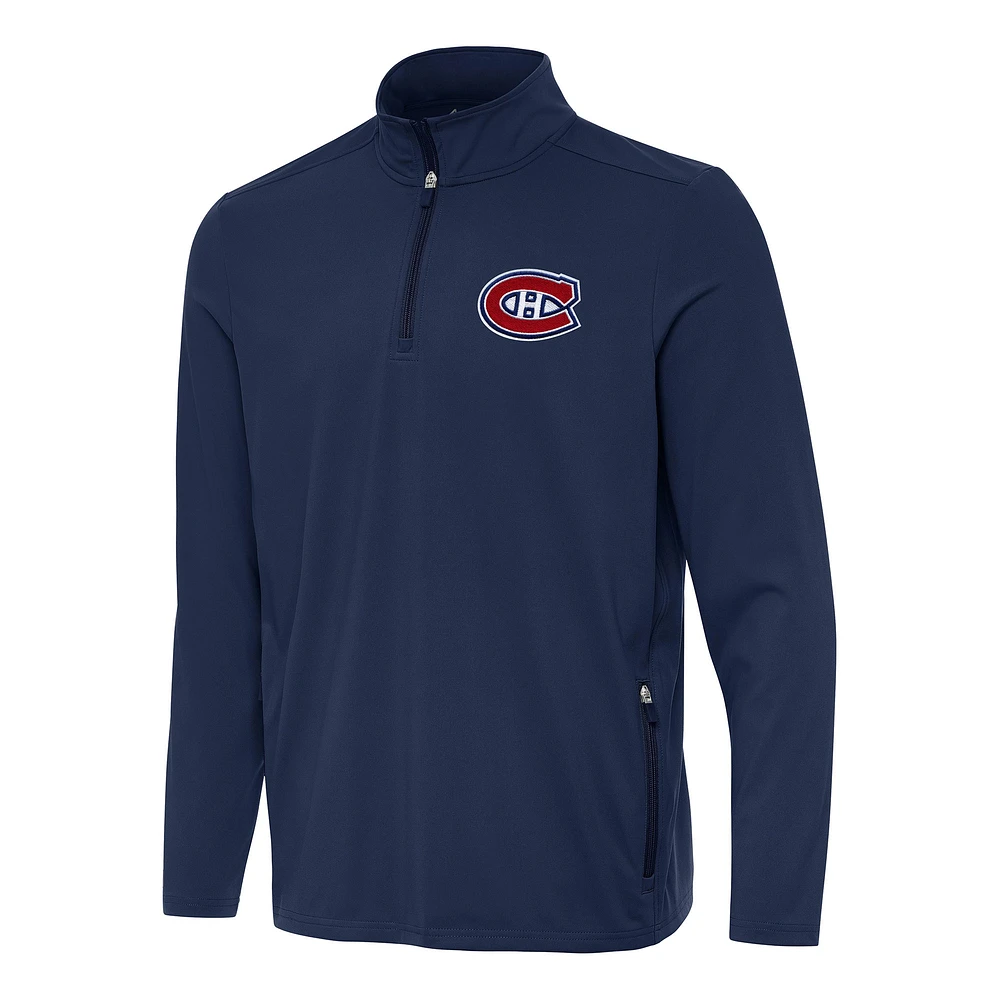 Men's Antigua Navy Montreal Canadiens Perilous Quarter-Zip Sweatshirt