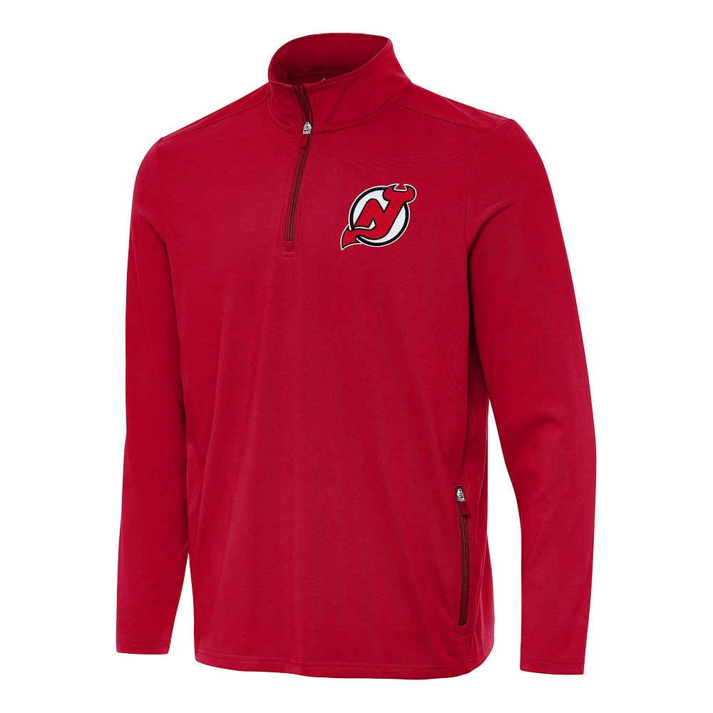 Men's Antigua Red New Jersey Devils Perilous Quarter-Zip Sweatshirt