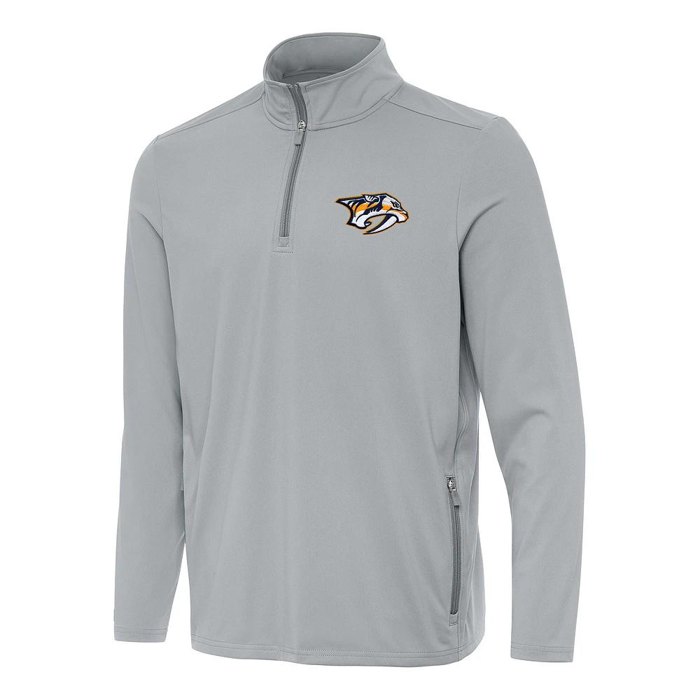 Men's Antigua Gray Nashville Predators Perilous Quarter-Zip Sweatshirt