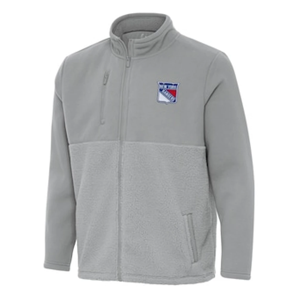 Men's Antigua Gray New York Rangers Daily Fused Full-Zip Jacket