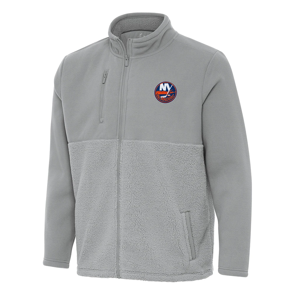 Men's Antigua Gray New York Islanders Daily Fused Full-Zip Jacket