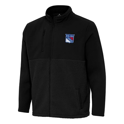 Men's Antigua Black New York Rangers Daily Fused Full-Zip Jacket