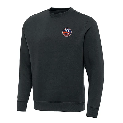 Men's Antigua Charcoal New York Islanders Victory Crewneck Pullover Sweatshirt