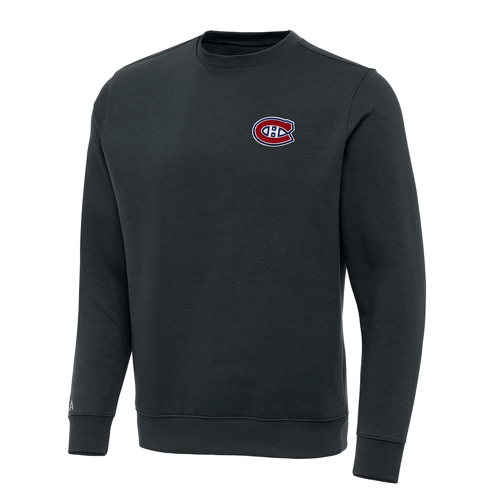 Men's Antigua Charcoal Montreal Canadiens Victory Crewneck Pullover Sweatshirt