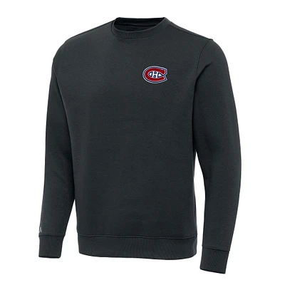 Men's Antigua Charcoal Montreal Canadiens Victory Crewneck Pullover Sweatshirt