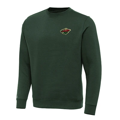 Men's Antigua Hunter Green Minnesota Wild Victory Crewneck Pullover Sweatshirt
