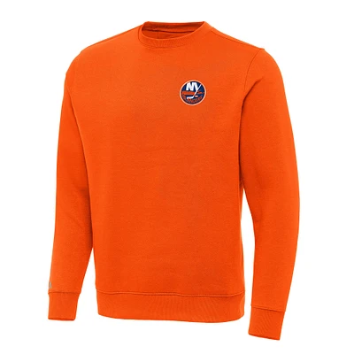 Men's Antigua Orange New York Islanders Victory Crewneck Pullover Sweatshirt