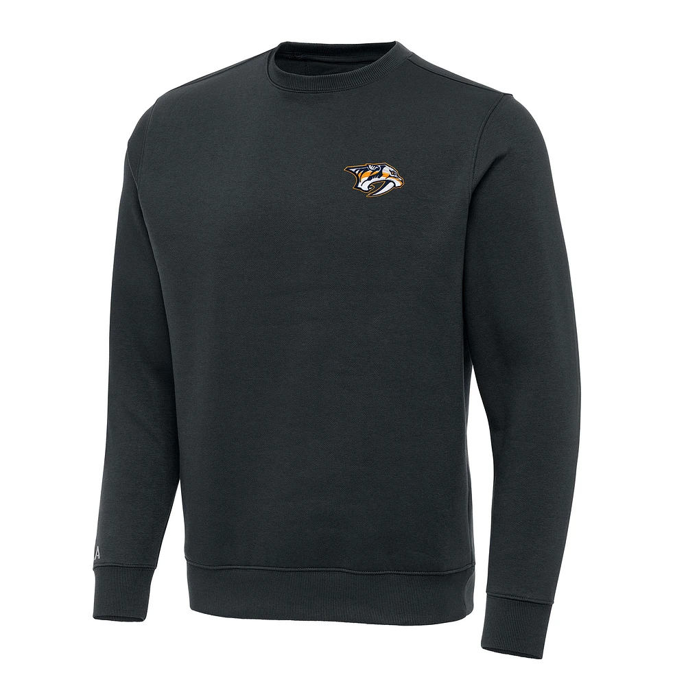 Men's Antigua Charcoal Nashville Predators Victory Crewneck Pullover Sweatshirt