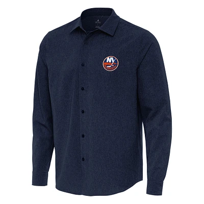 Men's Antigua Navy New York Islanders Exposure Woven Long Sleeve Button-Up Shirt
