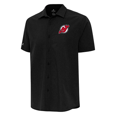 Men's Antigua New Jersey Devils Activate Woven Short Sleeve Button-Up Shirt