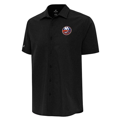 Men's Antigua New York Islanders Activate Woven Short Sleeve Button-Up Shirt
