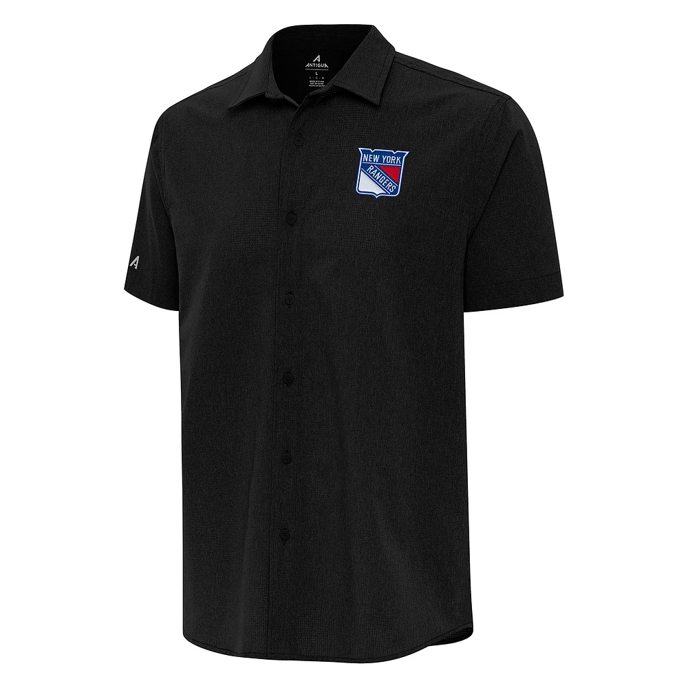 Men's Antigua New York Rangers Activate Woven Short Sleeve Button-Up Shirt
