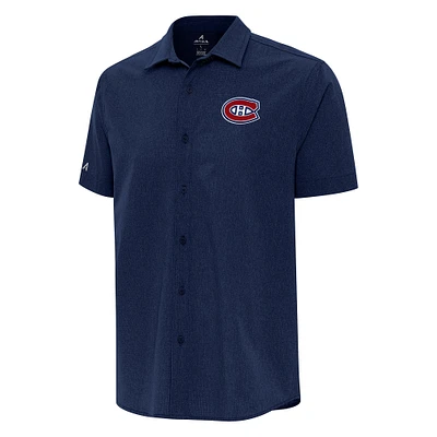 Men's Antigua Navy Montreal Canadiens Activate Woven Short Sleeve Button-Up Shirt