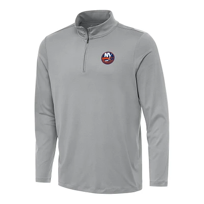 Men's Antigua Gray New York Islanders Reprocess Quarter-Zip Top