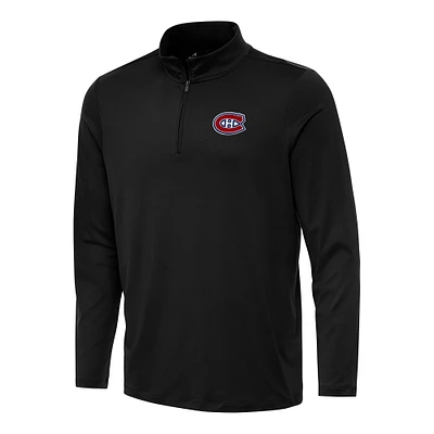 Men's Antigua Black Montreal Canadiens Reprocess Quarter-Zip Top