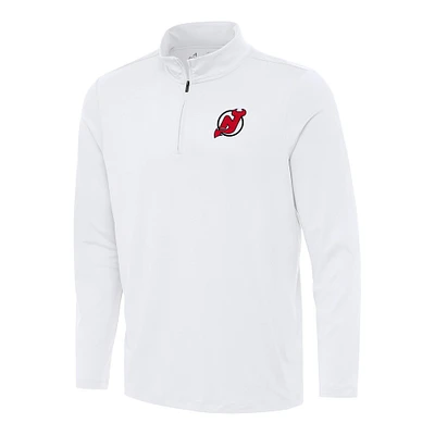 Men's Antigua White New Jersey Devils Reprocess Quarter-Zip Top