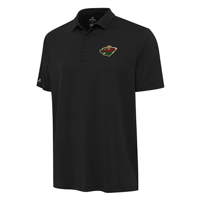 Men's Antigua Black Minnesota Wild Reprocess Polo