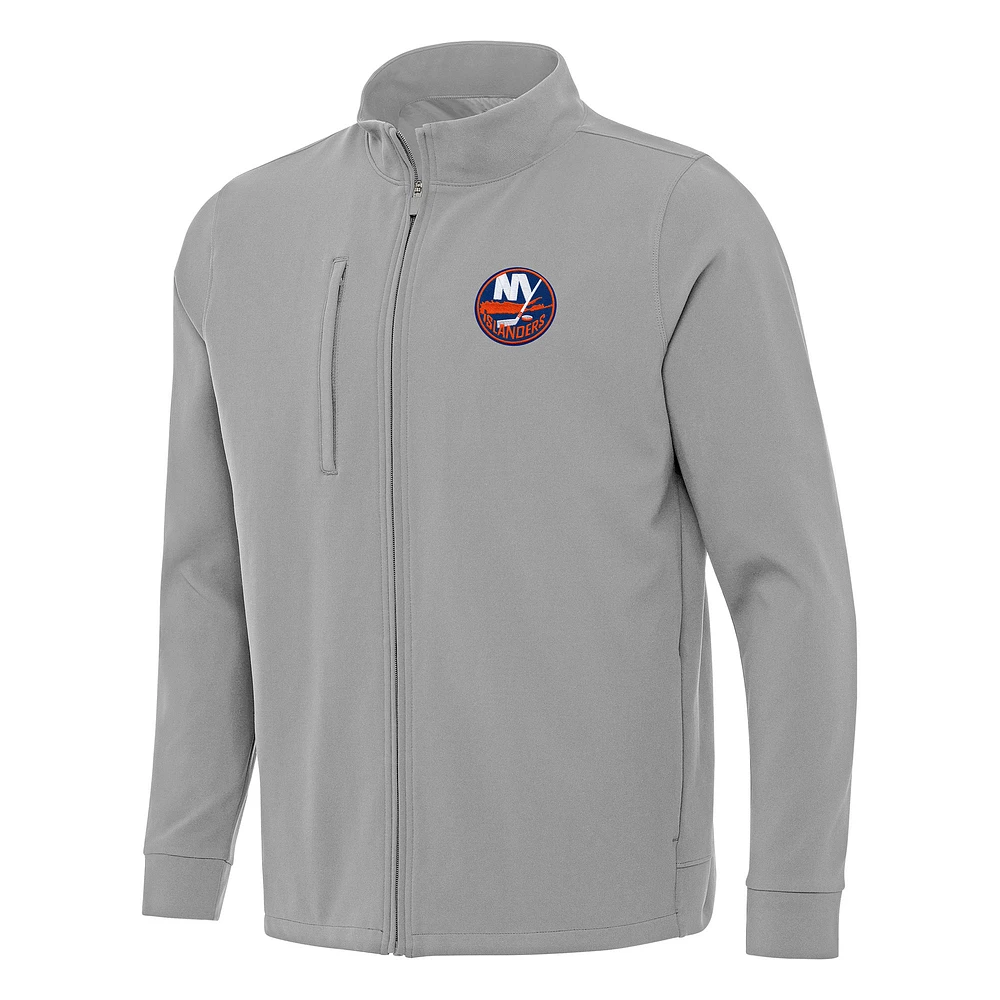 Men's Antigua Gray New York Islanders Regard Full-Zip Jacket