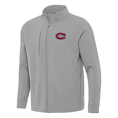 Men's Antigua Gray Montreal Canadiens Regard Full-Zip Jacket
