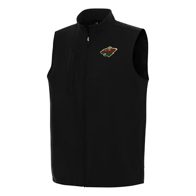 Men's Antigua Black Minnesota Wild Regard Full-Zip Vest