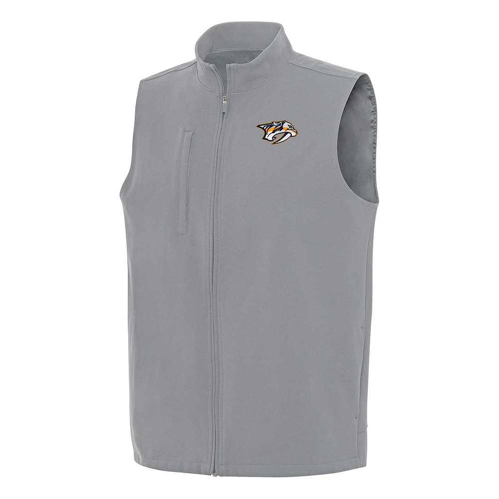 Men's Antigua Gray Nashville Predators Regard Full-Zip Vest