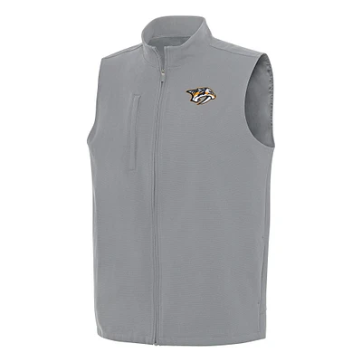 Men's Antigua Gray Nashville Predators Regard Full-Zip Vest
