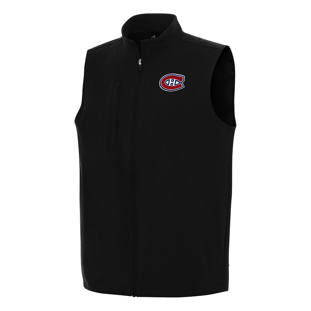 Men's Antigua Black Montreal Canadiens Regard Full-Zip Vest