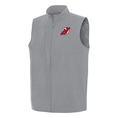 Men's Antigua Gray New Jersey Devils Regard Full-Zip Vest